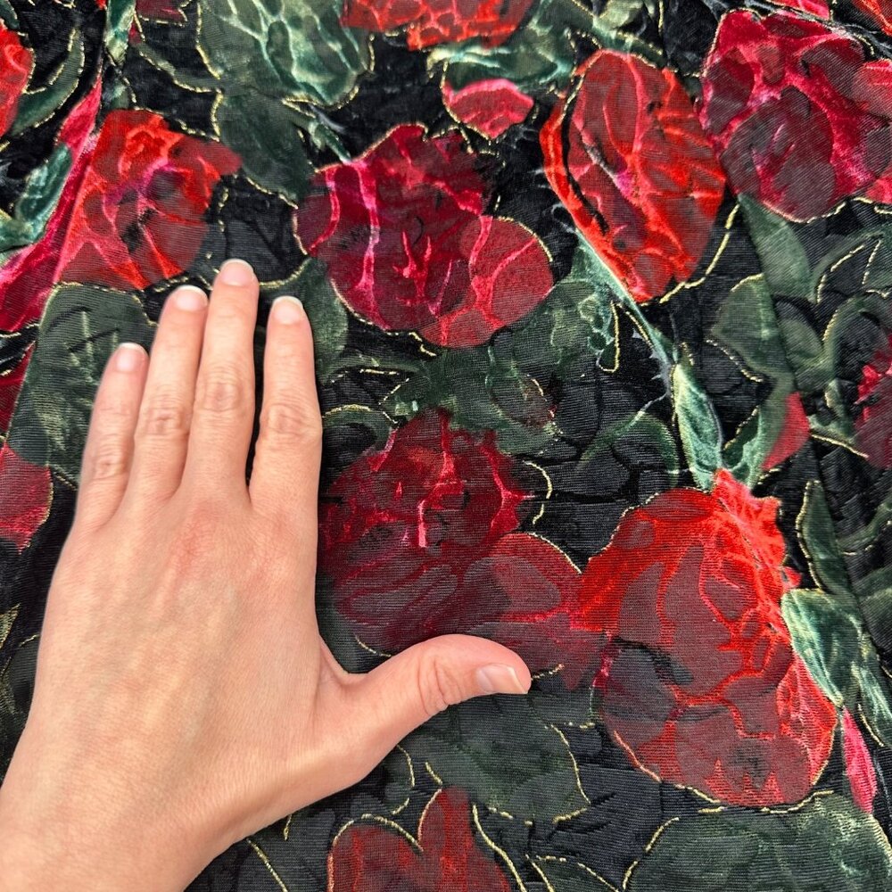 Vintage Velvet Floral Halter Dress Y2K Rampage USA Size 5 Black Red Formal Party - Picture 7 of 8